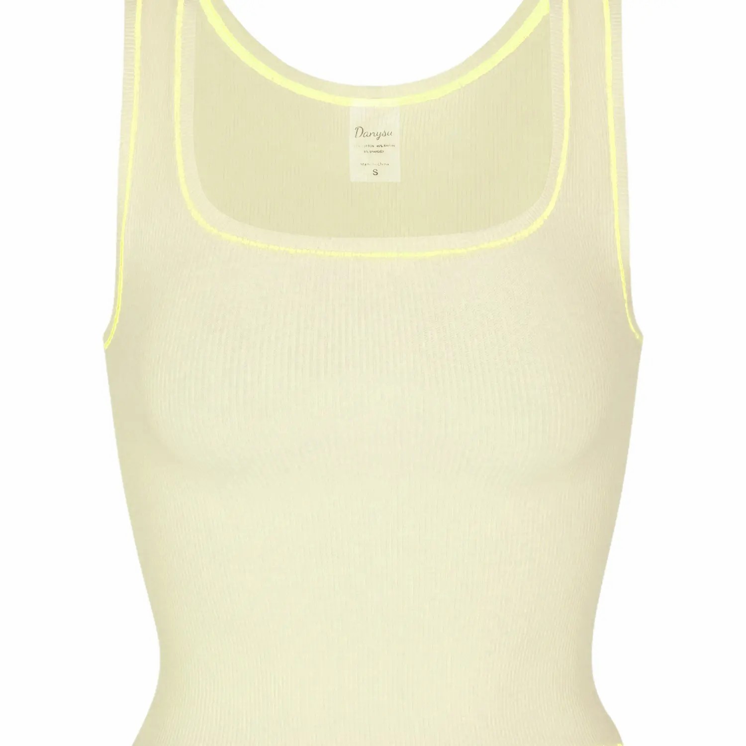 Women Rib Tank Top Padded Workout Top Square Neck Crop Tank Fitted Basic Cami Tops