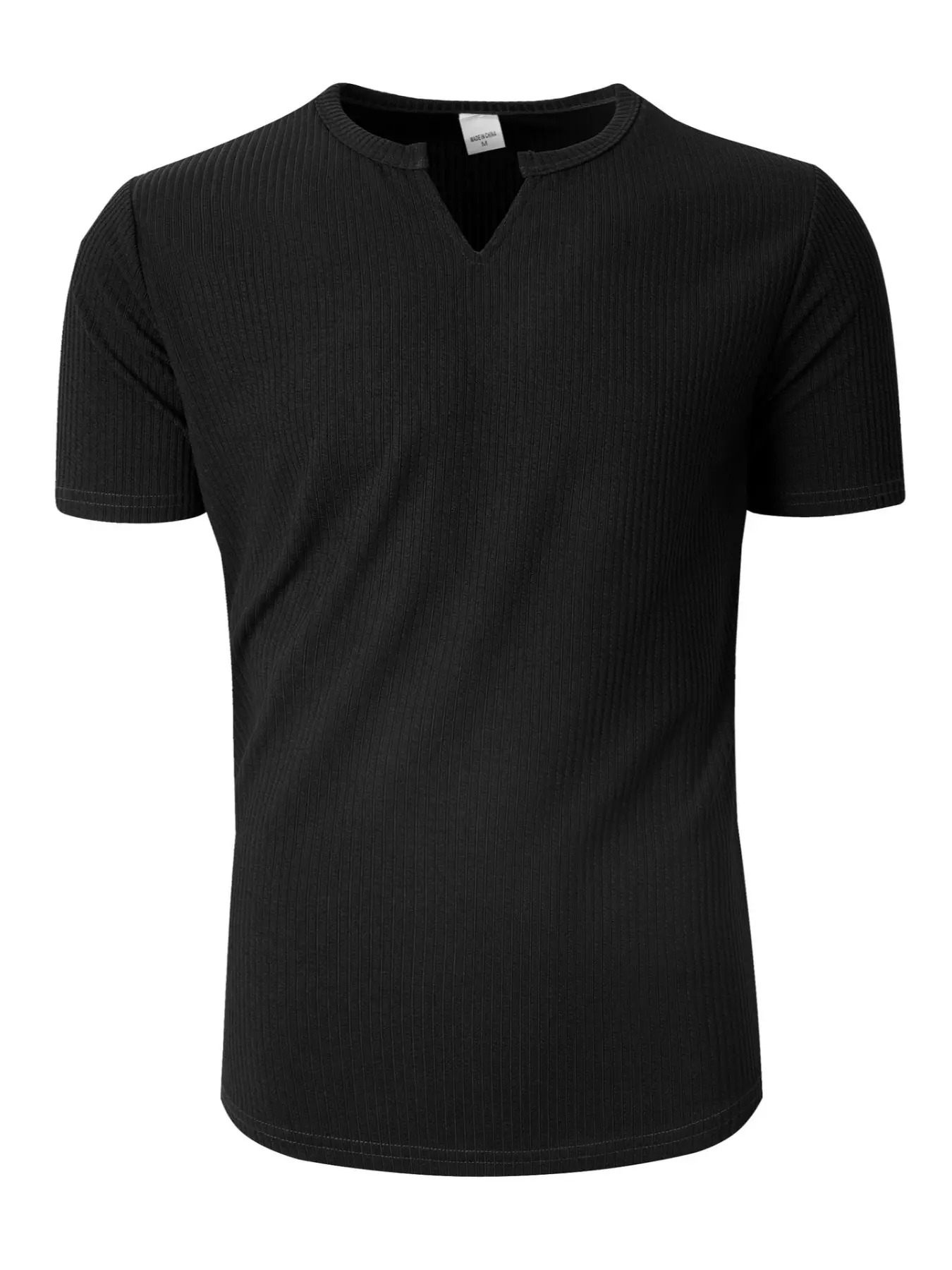 Men's Vertical Striped V-Neck Short Sleeve T-Shirt
