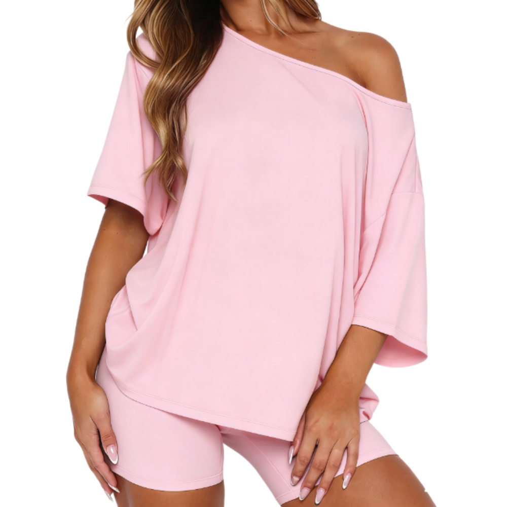 Women’s Casual Two Piece Lounge Set Off Shoulder Top