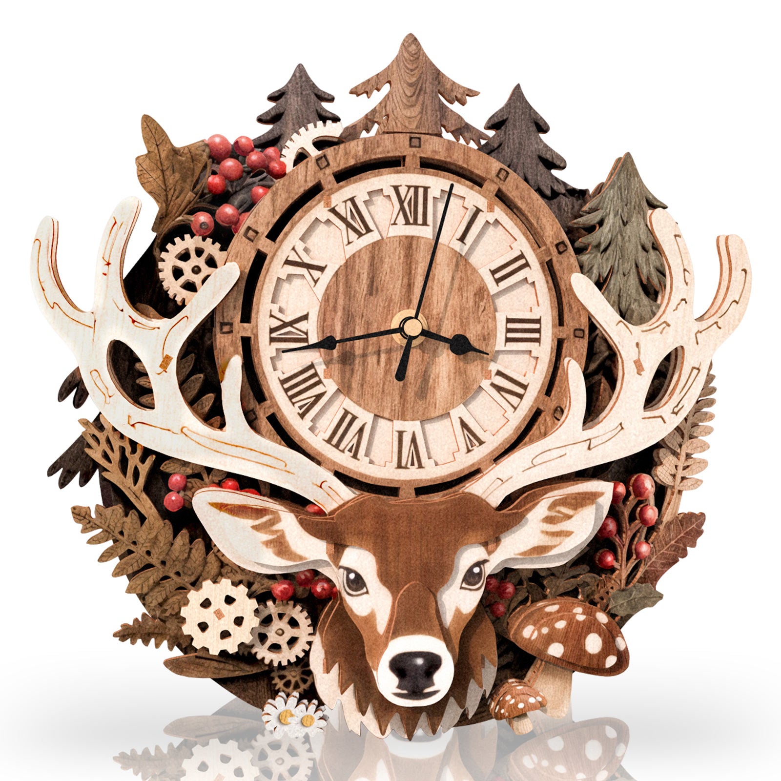 ReindeerDIY Wooden Clock, 3D Puzzle Craft Kit