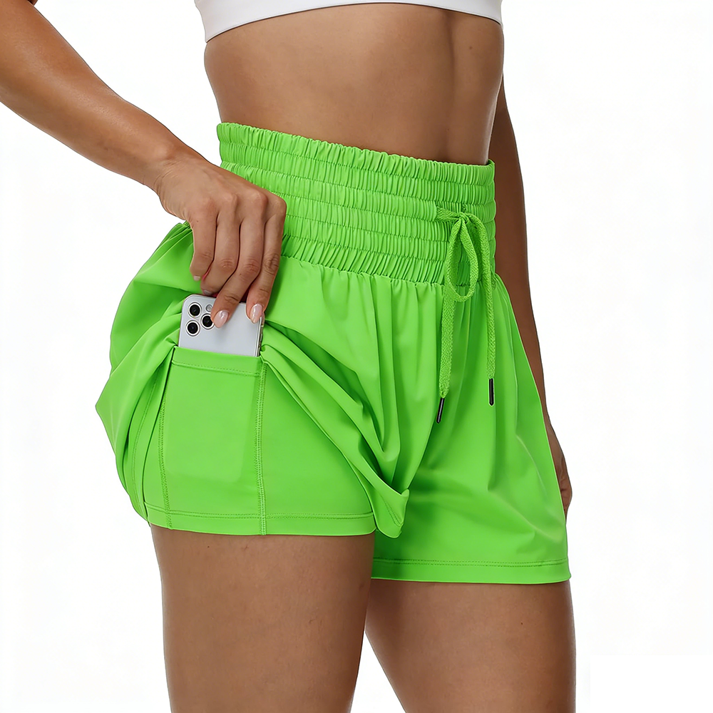 High Waisted 2-in-1 Flowy Athletic Shorts