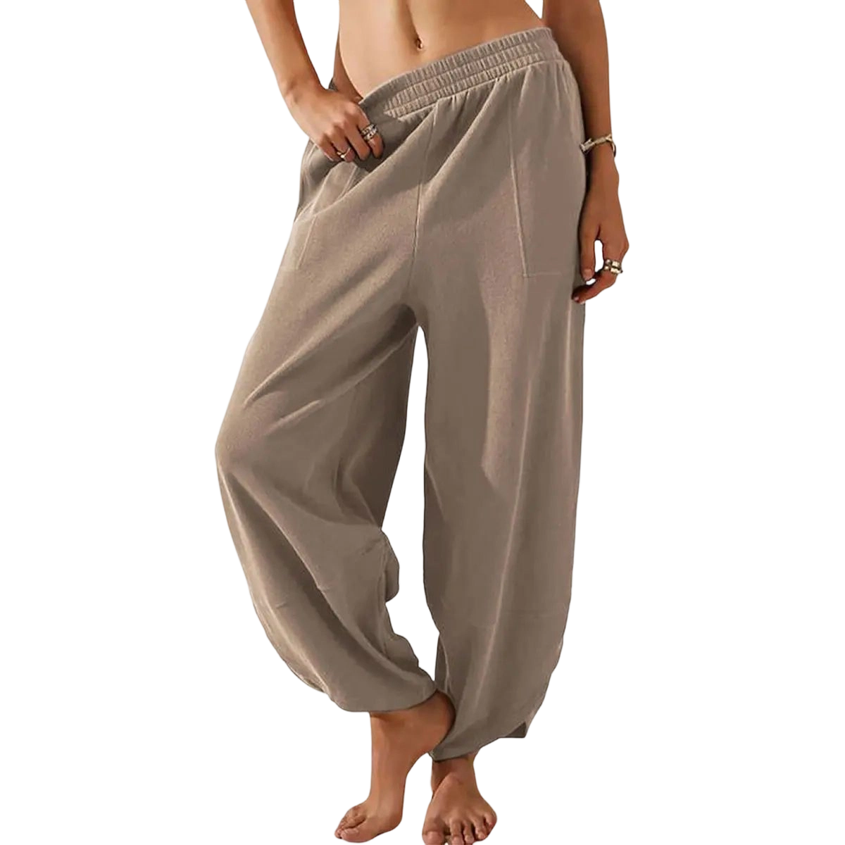 Women's Baggy Wide-Leg Pants - Casual, Elastic-Waisted, Bohemian Minimalist Basic Women's Clothes Bottom with Pockets,summerwins