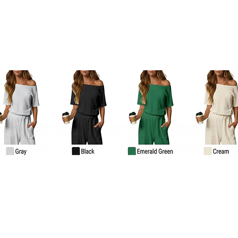 Women's Off-Shoulder Wide Leg Jumpsuit with Back Cutout