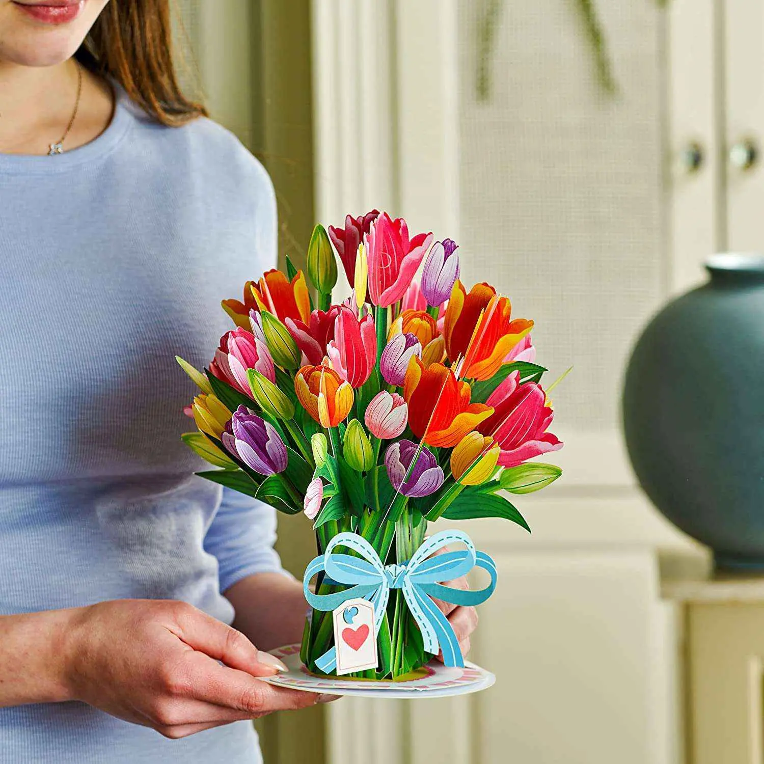 Paper Love HugePop Tulip Flower Pop Up Card for Mother's Day Birthdays & Valentine's Day