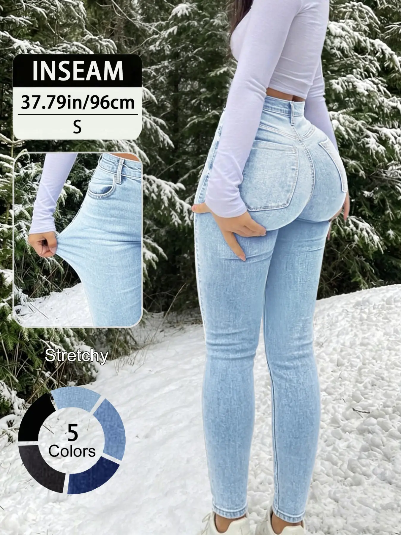 Elegant High Waist Long Skinny Denim Jeans for Women