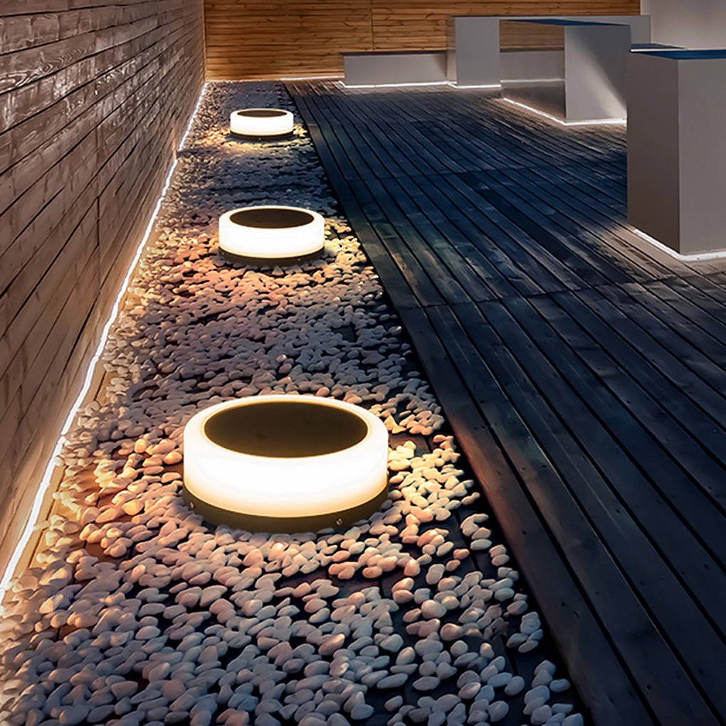 Round Acrylic Waterproof White LED Modern Solar Lights Outdoor Garden Lights
