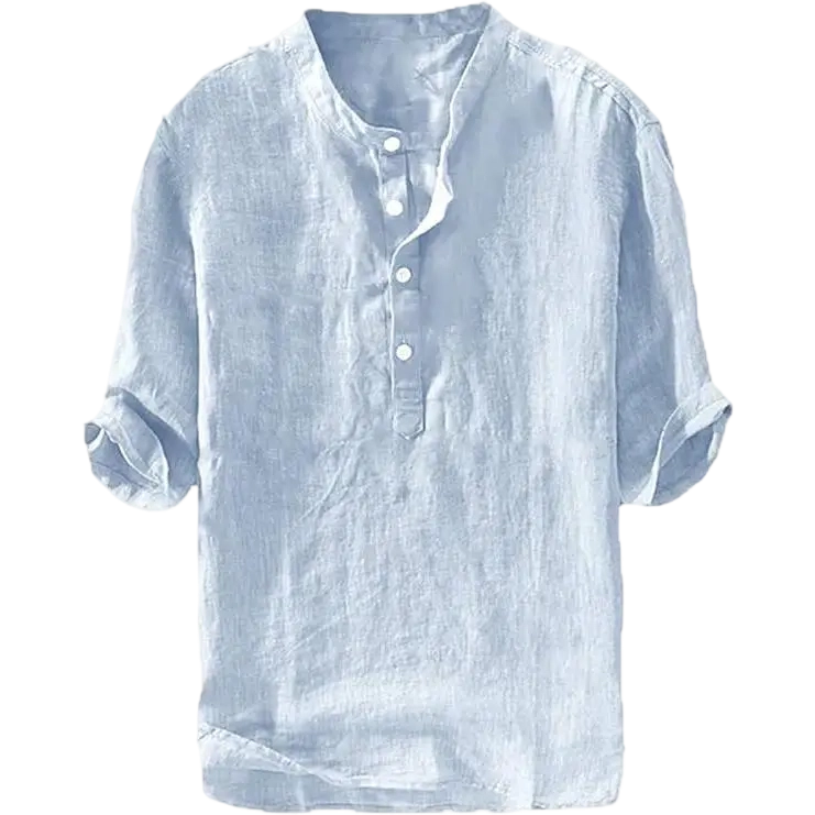 Mens 70% Cotton, 30% Linen Shirts Casual Cotton 3/4 Sleeve