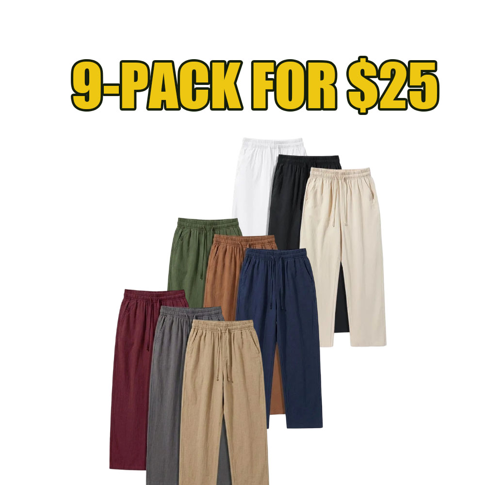 9-Pack Cotton Linen Wide-Leg Pants