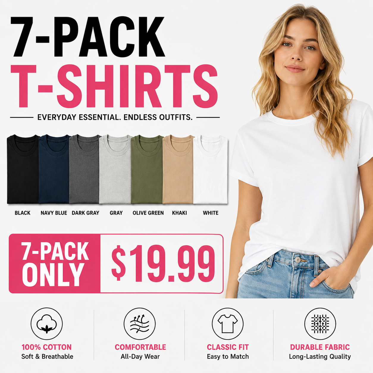 Women's Summer Short-Sleeve Base Layer – Solid Color Crew Neck Casual T-Shirt