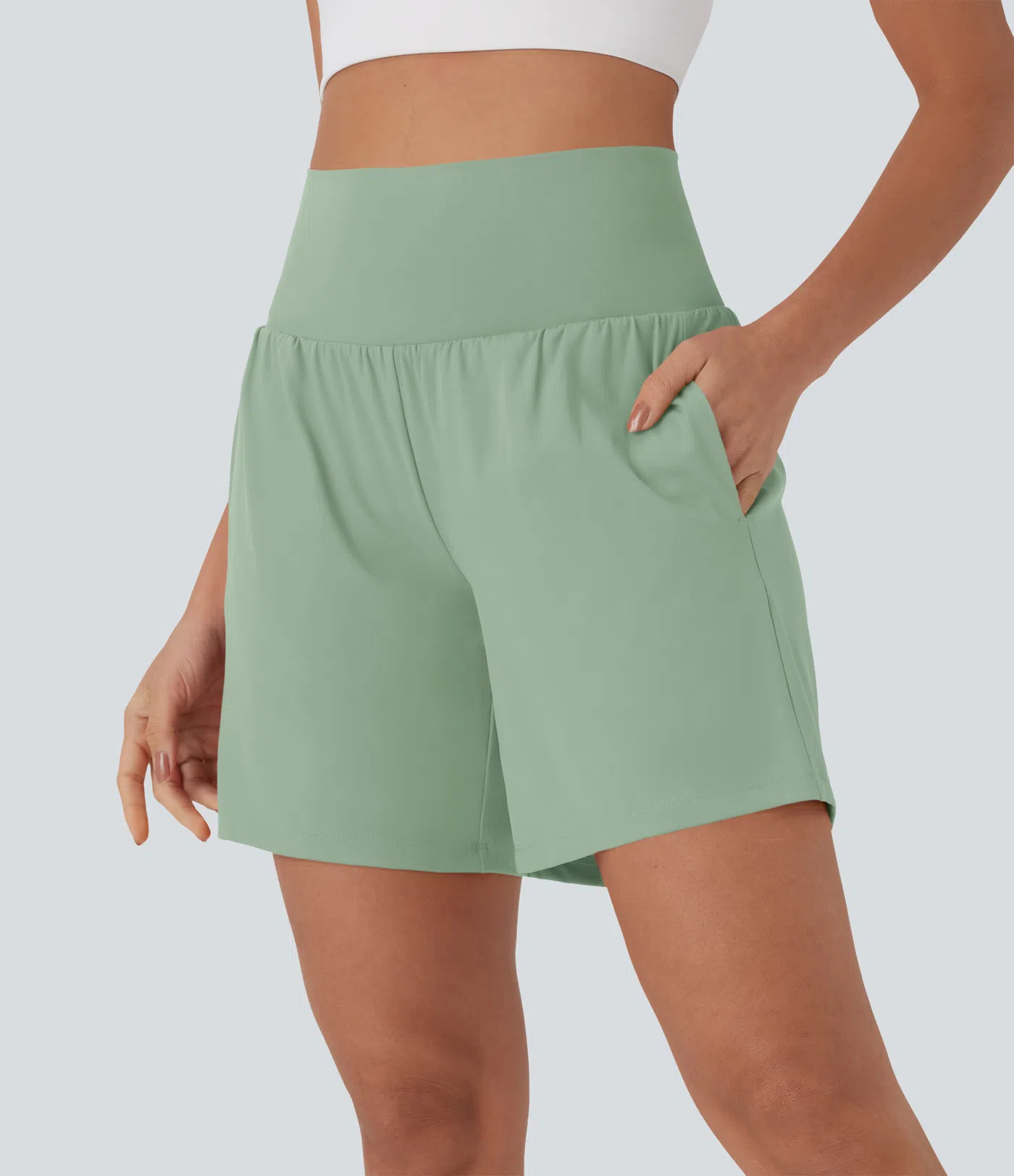 Women's 2-Piece Super High Waisted Back Pocket & Side Hidden Pocket 2-in-1 Yoga Shorts Set