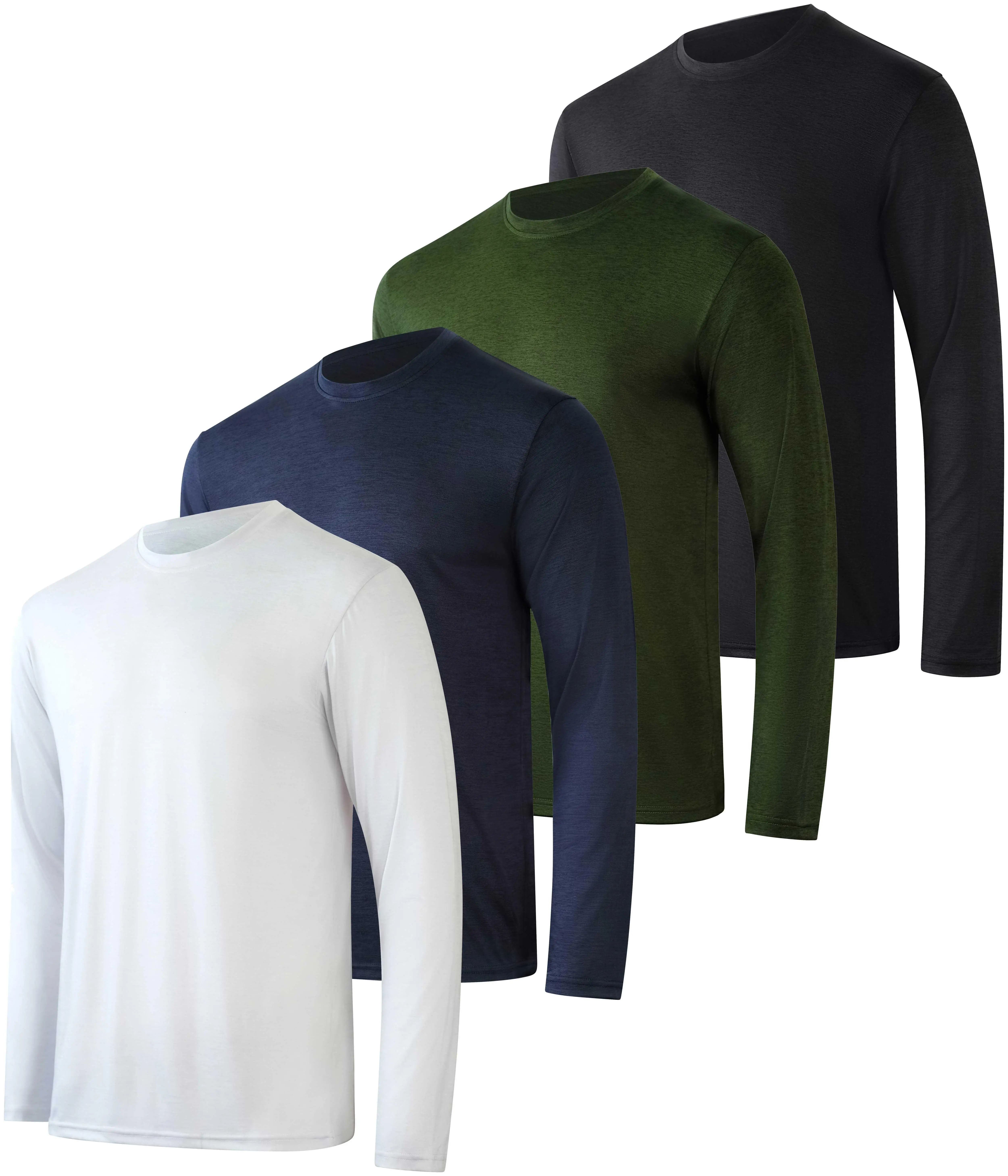 Mens Long Sleeve Dry Fit T Shirts Hiking Fishing Workout Gym Work Sun UPF 50 Wicking Running Tee