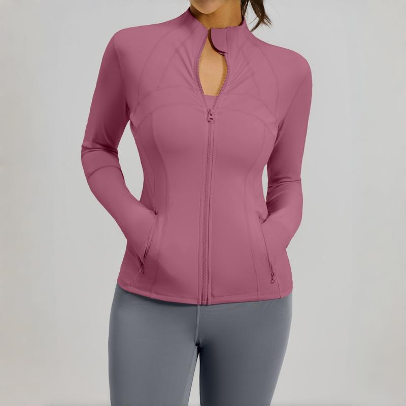 Women’s Soft Blue Full Zip Athletic Jacket – Slim Fit Activewear