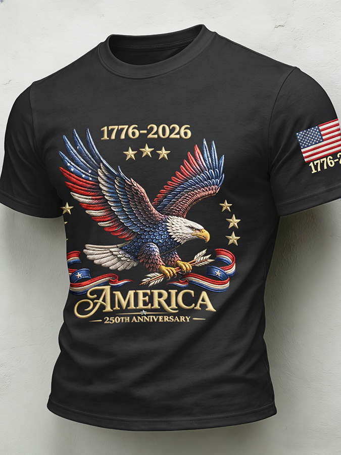Men'S Casual American Founding Celebration Personalized Printed Round Neck T-Shirt