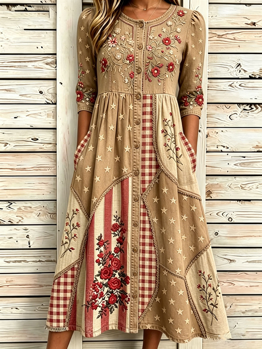Women'S Casual American Independence Day Print Art Casual Dress