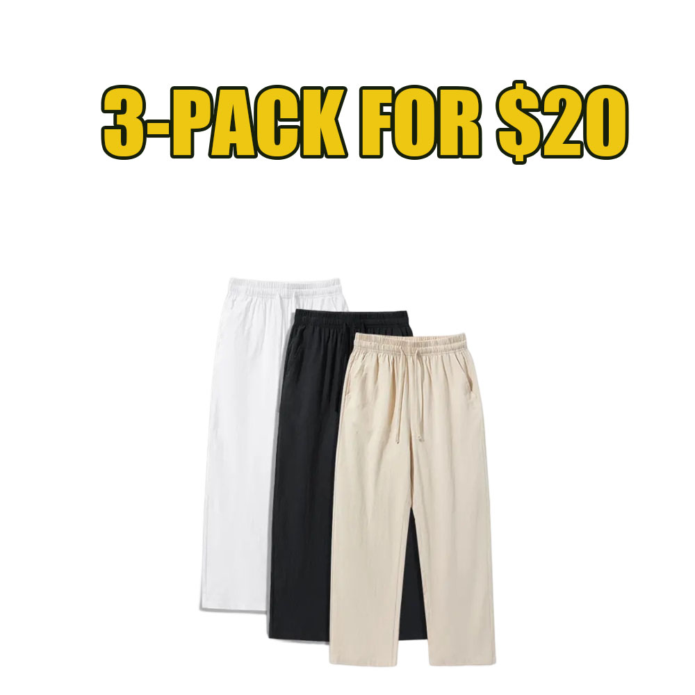 9-Pack Cotton Linen Wide-Leg Pants