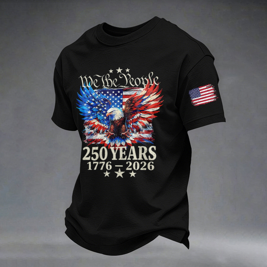 Men'S American Anniversary Flag Printed T-Shirt