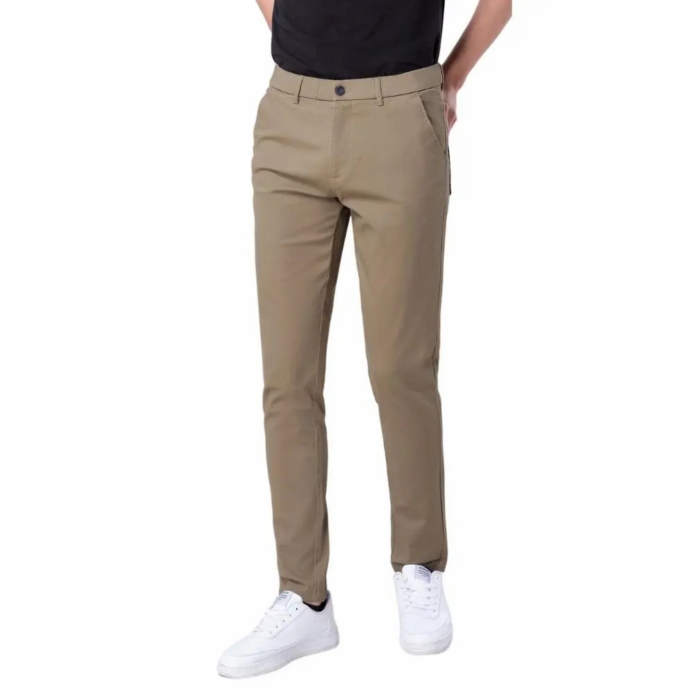 Men's Skinny Khaki Pants Tapered Casual Trousers Menswear