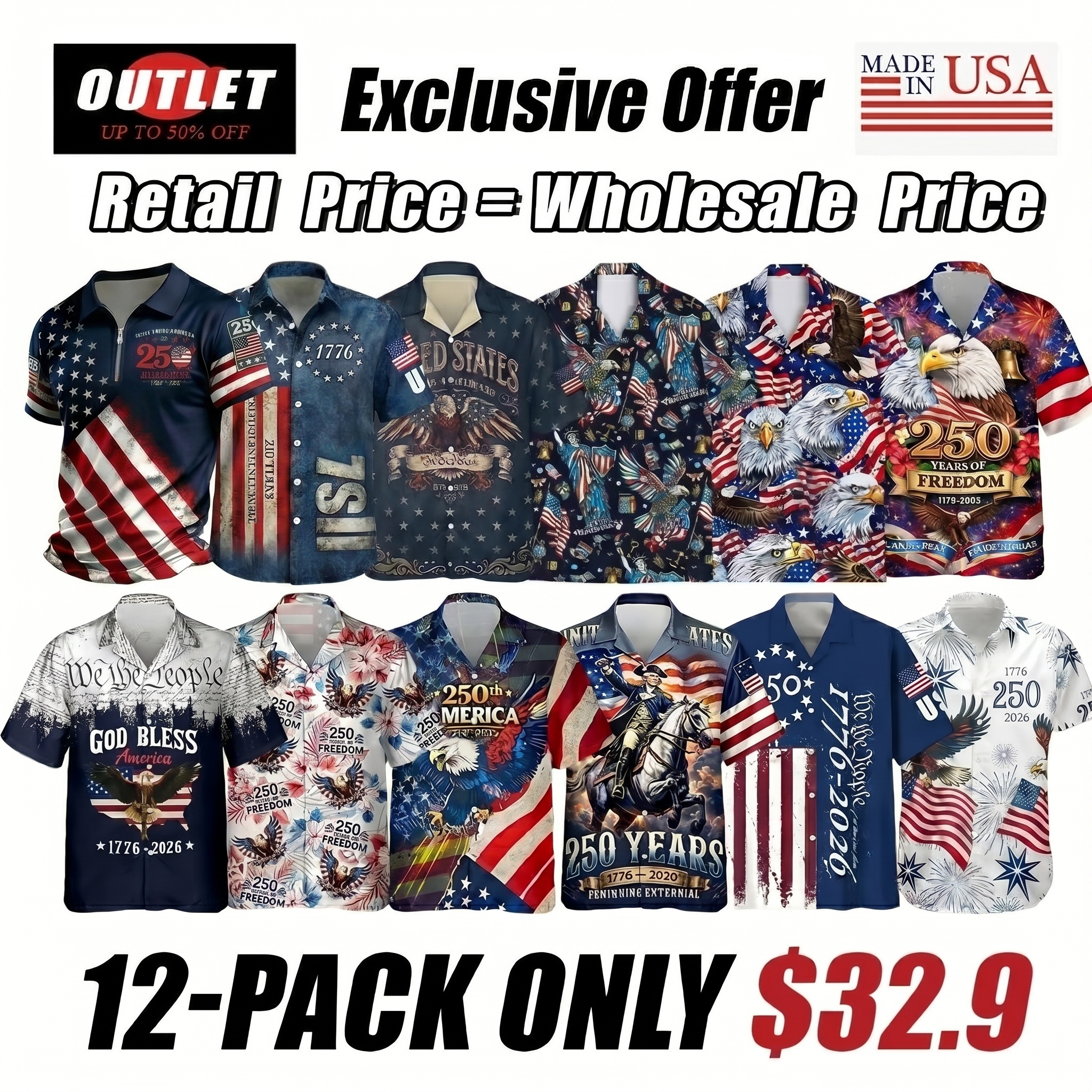 Retro Hawaii 250 Years of Freedom 1776 - 2026 Eagle Patriotic Shirt