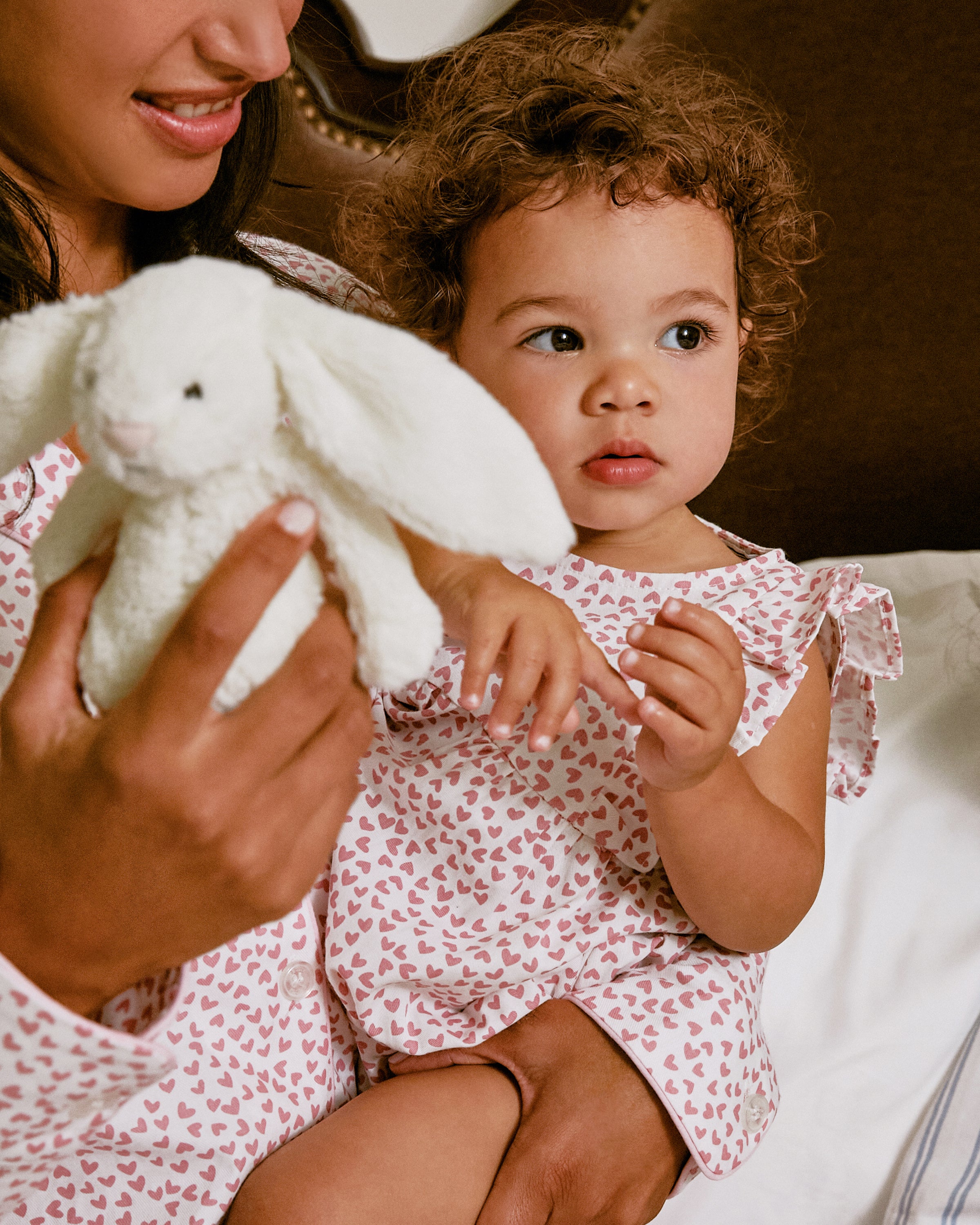 Baby's Twill Ruffled Romper in Sweethearts