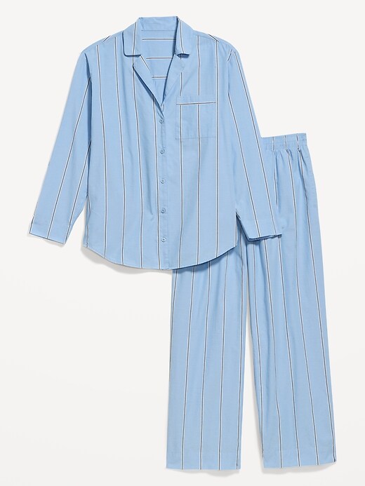 Poplin Pajama Pant Set Blue
