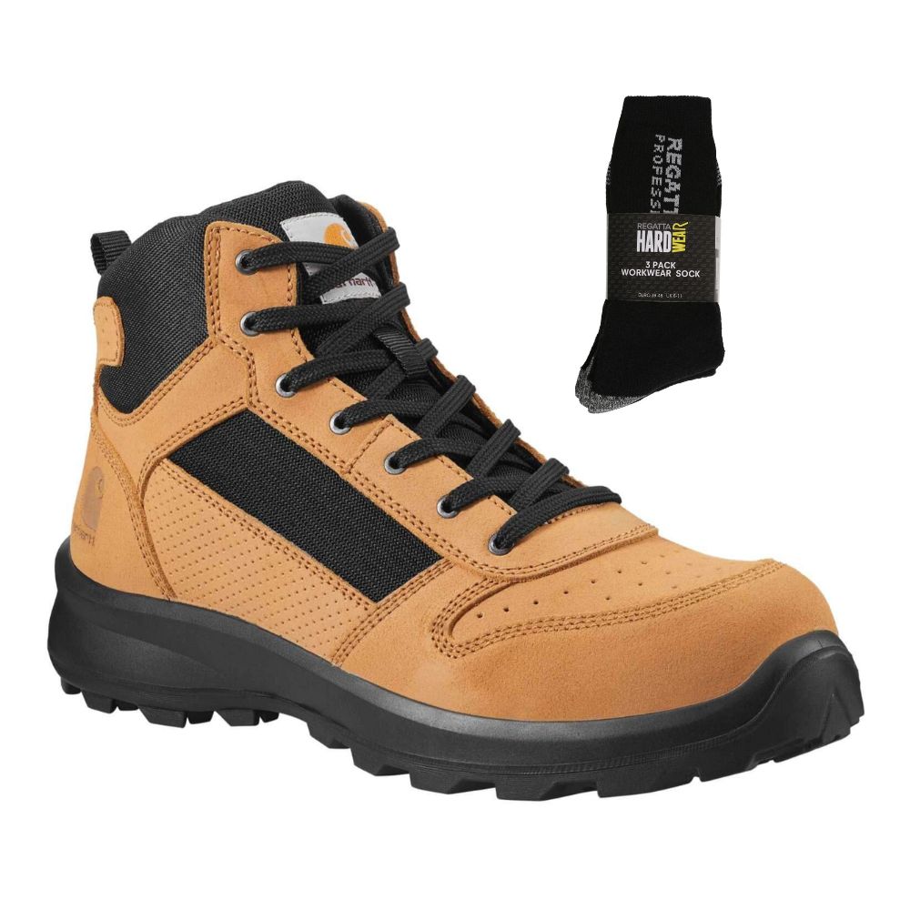 CHT Special Offer Michigan Work Boots F700909 Pack - Michigan S1P Composite Safety Toe Mid-Cut Sneaker Work Boots + 3 Pack Work Socks
