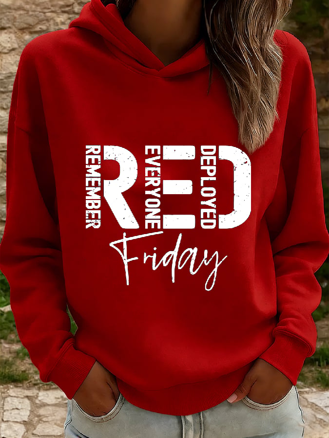 Women's Casual Red Friday Print Sweatshirt