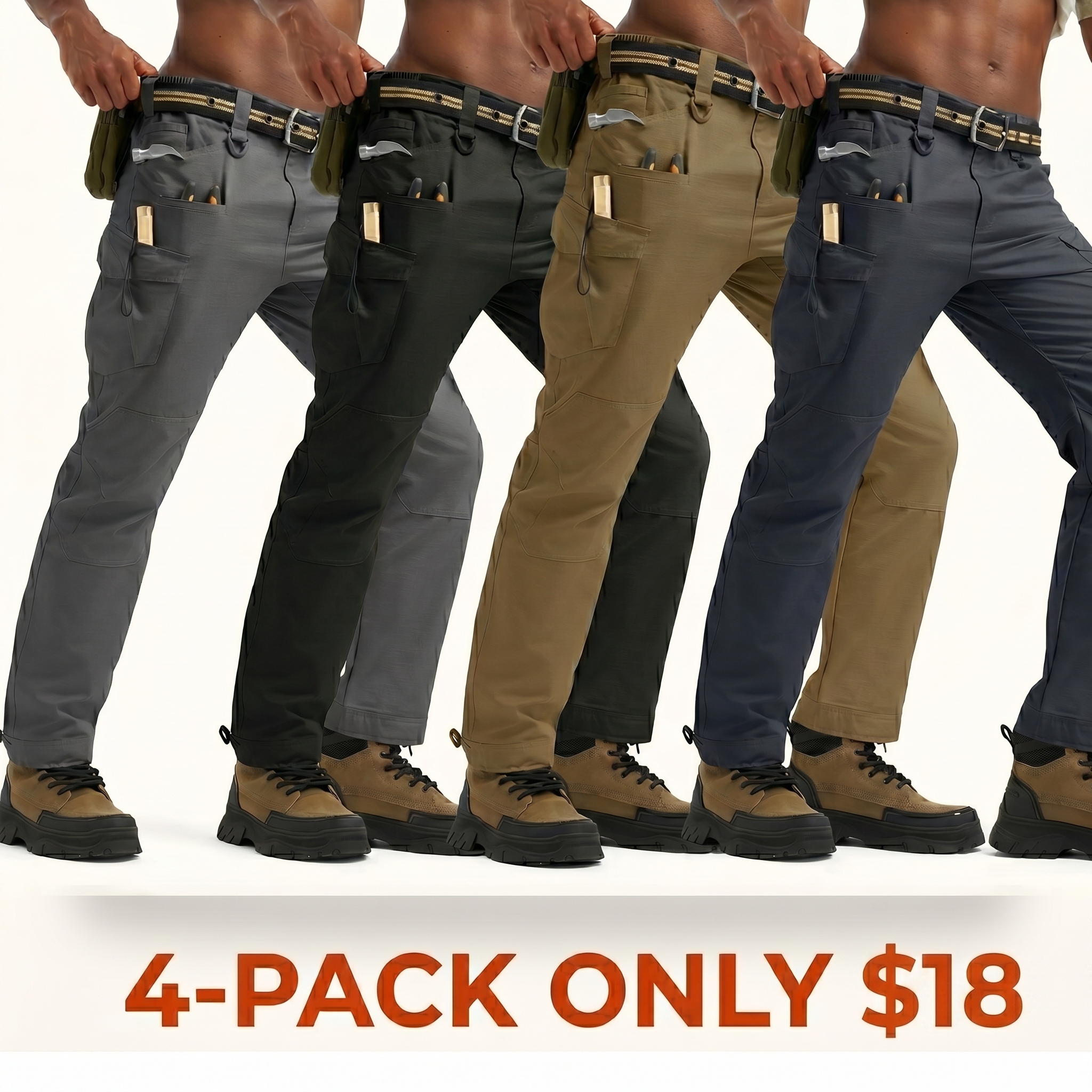 Men's Tactical Cargo Pants — Lightweight, Multi-Pocket, Water-Repellent, Ripstop