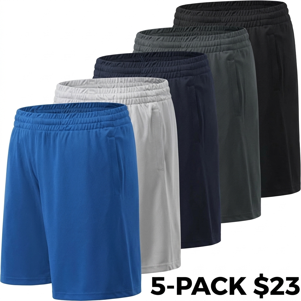 Men's 5-Pack Moisture Wicking Mesh Shorts – Active Performance Athletic Bottoms