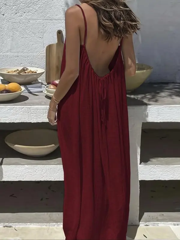 🔥Last Day 95% OFF🔥Women's Solid Color Cami Lounge Dress