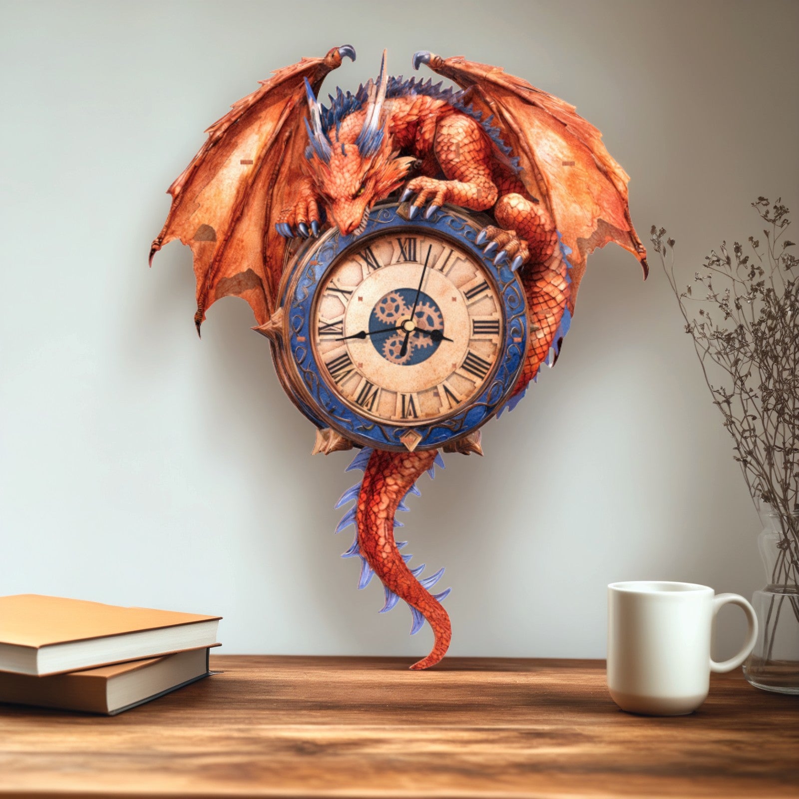Flame DragonDIY Wooden Clock, 3D Puzzle Craft Kit