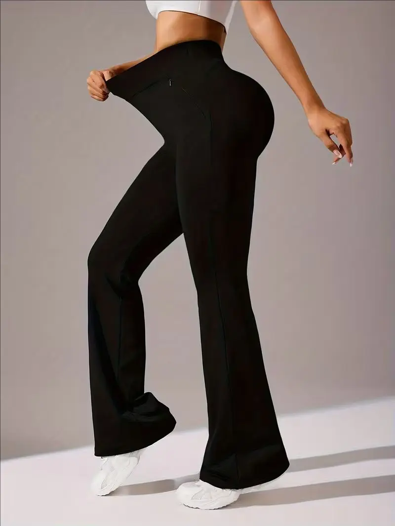 Women's High-Stretch Micro Flare Sweatpants – Soft Elastic Athleisure Gym Pants for Yoga & Casual Wear