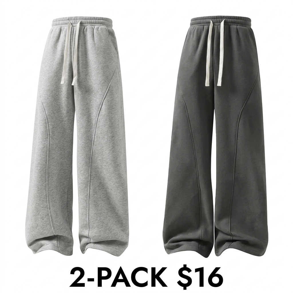 Men's Solid Color Drawstring Pants – Curved Blade Design, Relaxed Fit, All-Season Streetwear Trousers