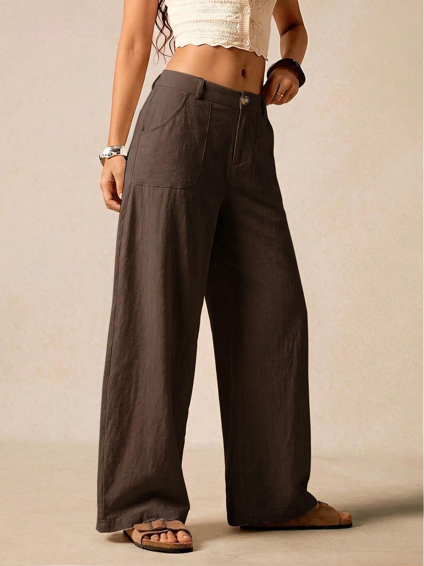 Women's Summer Linen Breathable Lightweight Wide-Leg Pants