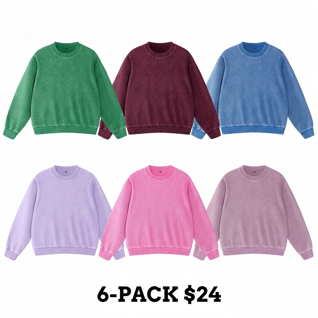 Unisex Acid Wash Oversized Sweatshirt – Loose Fit Cotton Vintage Crew Neck Pullover