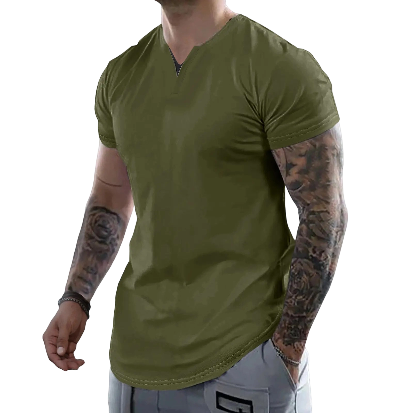 Men's Muscle Slim Fitted V-Neck T-Shirt Short Sleeve Soft Athletic Tee for Gym & Daily Wear