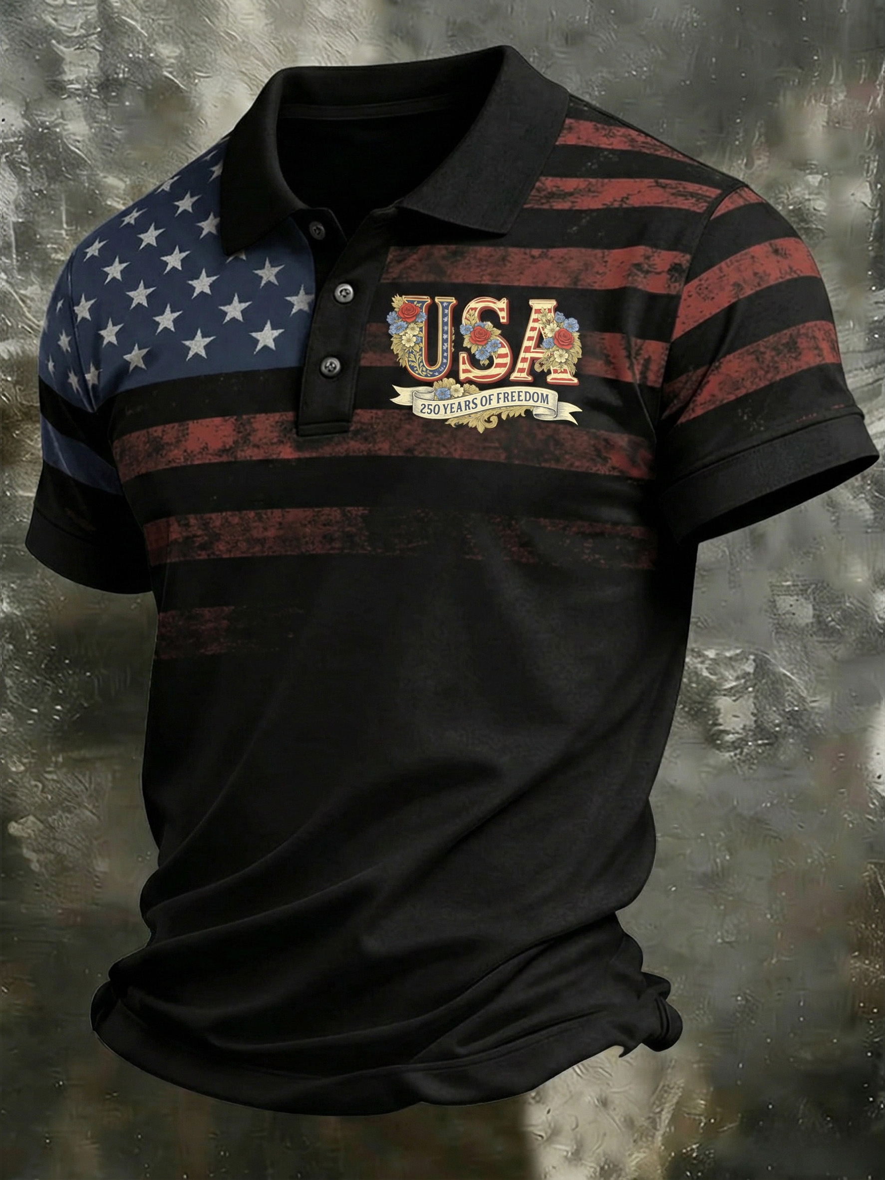 Unisex Casual 250Th Anniversary Celebration Short Sleeved Polo Shirt