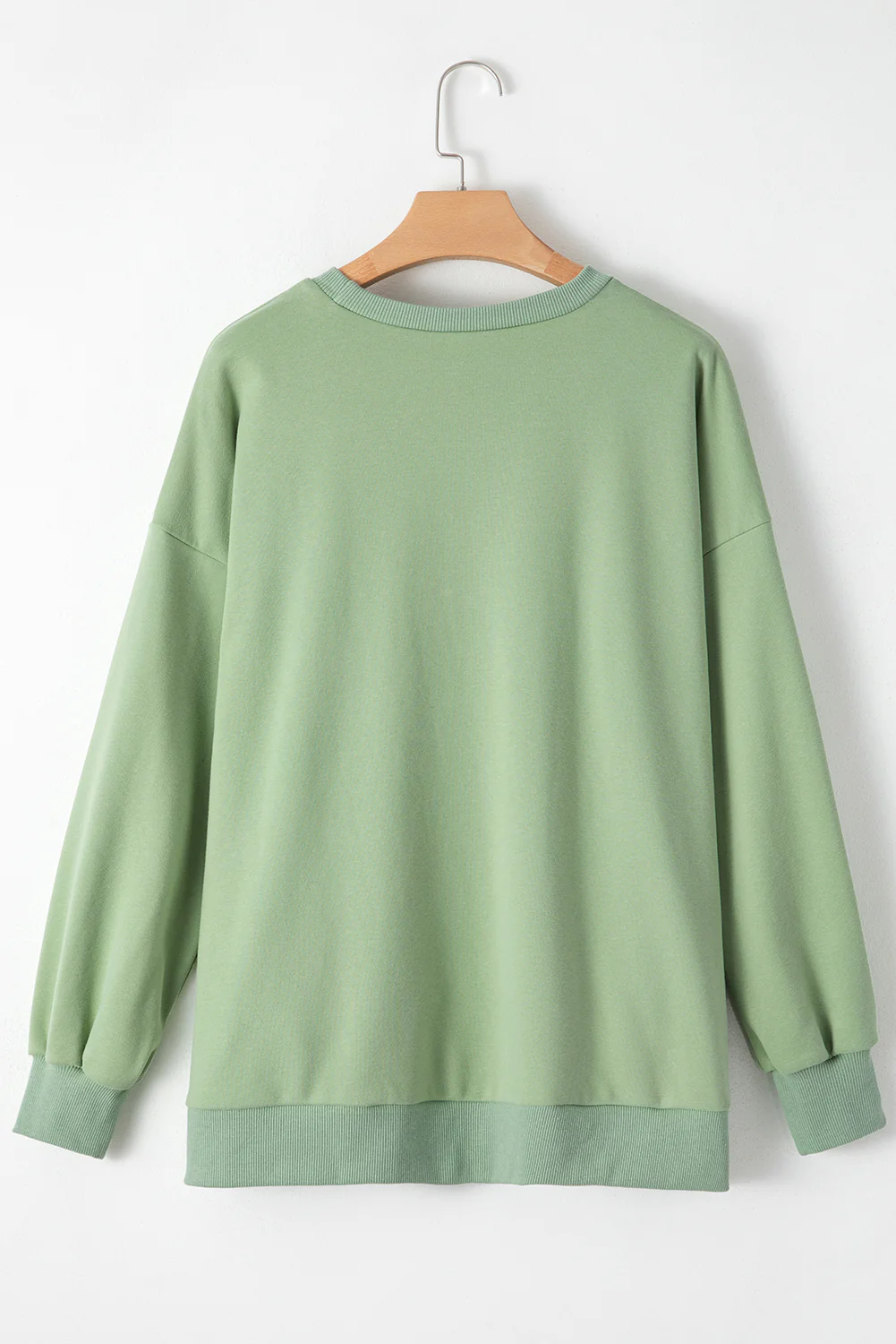 Smoke Solid O Neck High Low Hem Pullover Sweatshirt