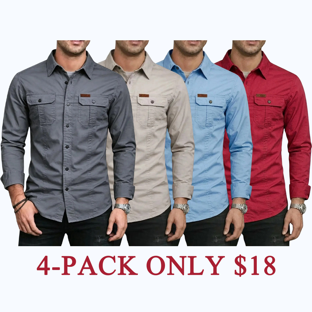 Men's Long Sleeve Workwear Shirt Outdoor Casual Versatile Top