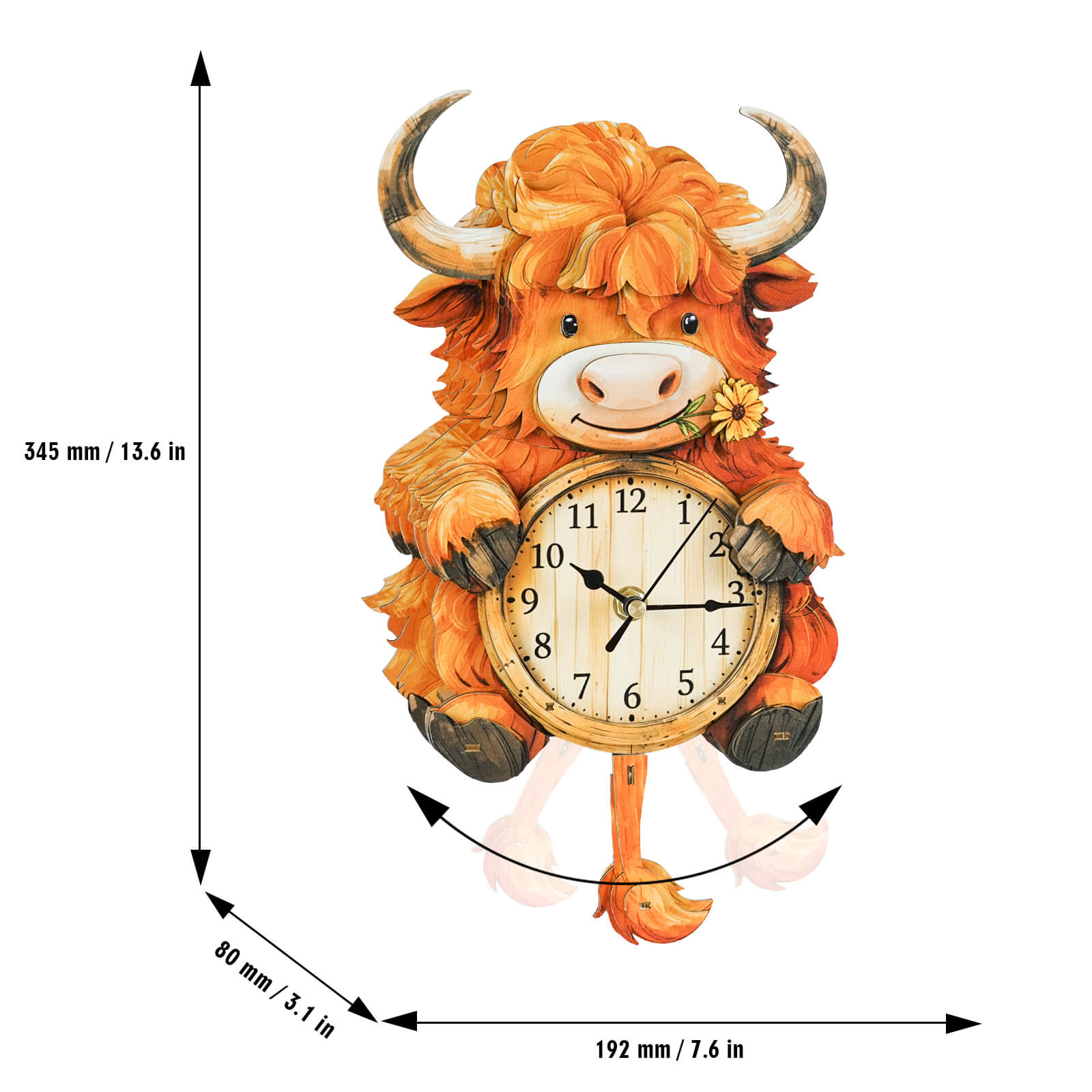 Highland Cattle DIY Wooden Clock, 3D Puzzle Craft Kit