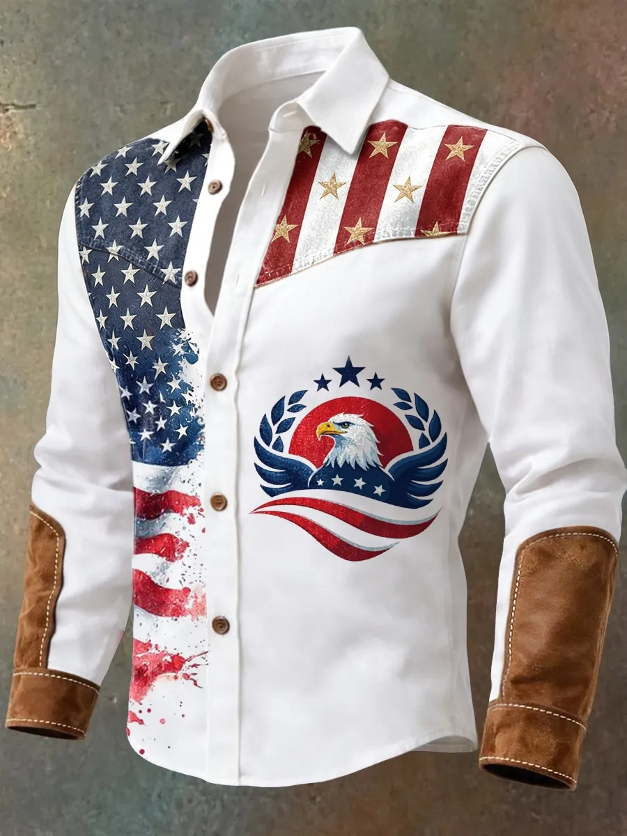 Men's Vintage American 250th Anniversary Distressed Western Shirt