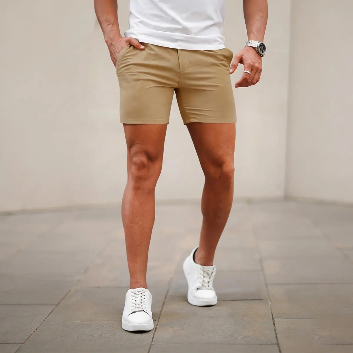 Men's 5 Inch Shorts Casual Stretch Slim Fit Chino Shorts Comfort Tapered Leg Skinny Short Pants Fathersdaygift