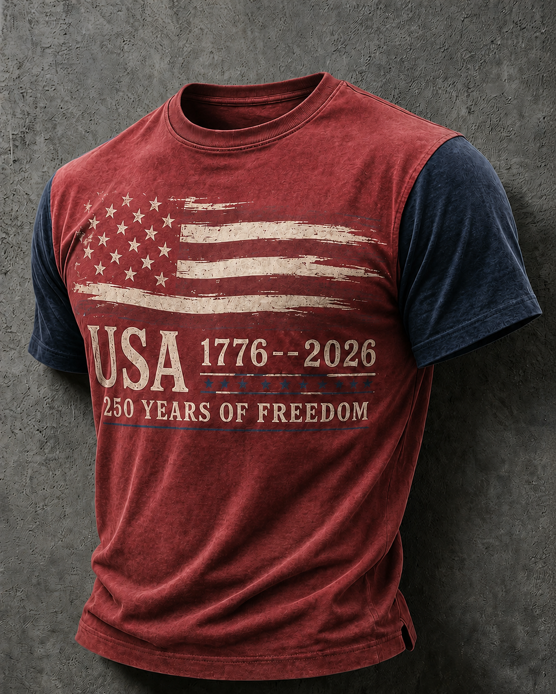 Men'S Casual American 250Th Anniversary Printed Round Neck Short Sleeved T-Shirt