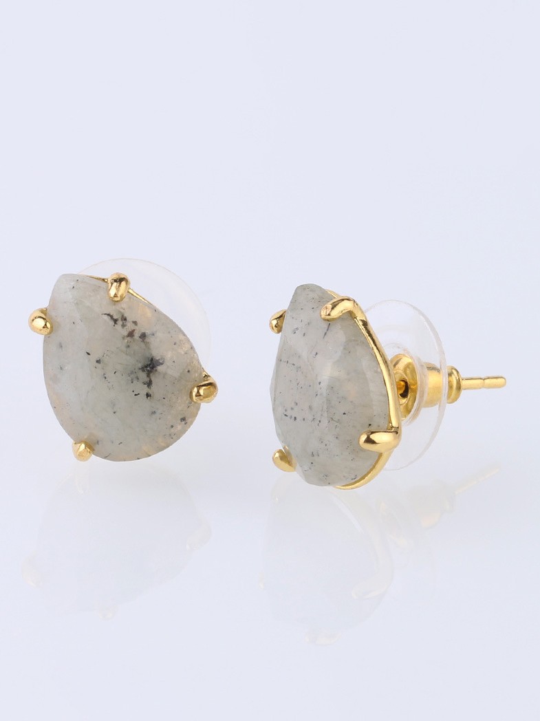 Women's Bohemian Natural Crystal Stone Cut Water Drop Earrings