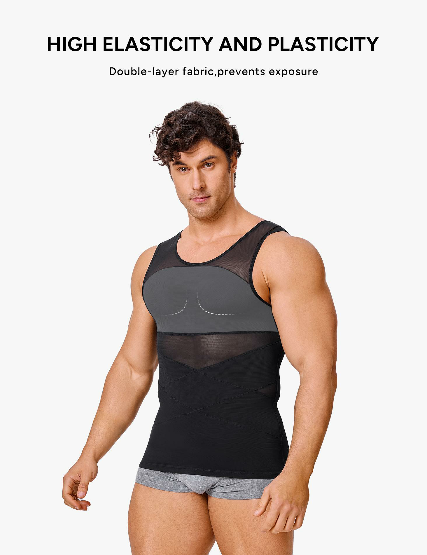 【2 pack】Men's Compression Shirt Shapewear Tanktop Menboobs And Tummy Control Fajas Undershirt