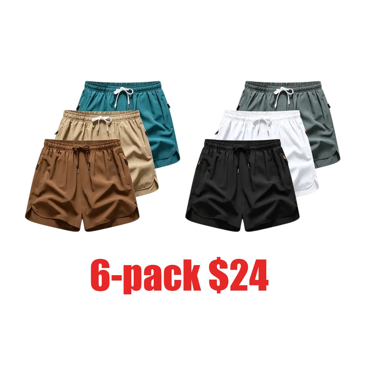 Women's 3-Pack Quick-Dry Athletic Shorts – Elastic Waist with Drawstring & Zippered Pockets for Summer Sports