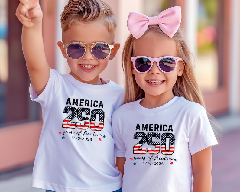 United States of America 250th Anniversary Kids Shirt - Patriotic Flag 4th of July Toddler Tee