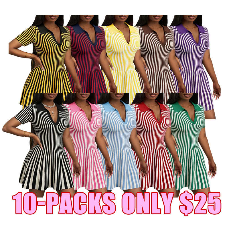 Elegant Pleated Knit Mini Dress