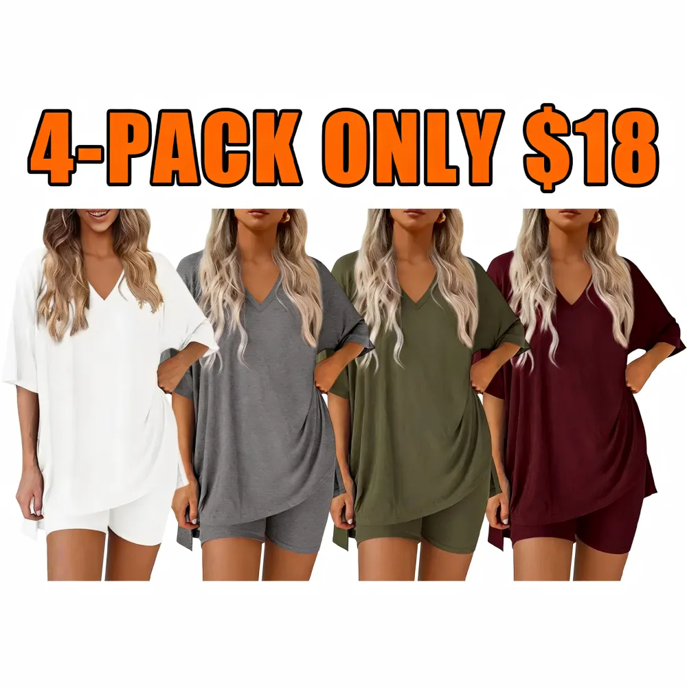Women's Summer Two-Piece Set Casual Oversized Split Hem Shirts