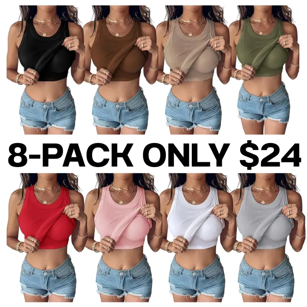 Women's Built-in Bra Ribbed Tank Top