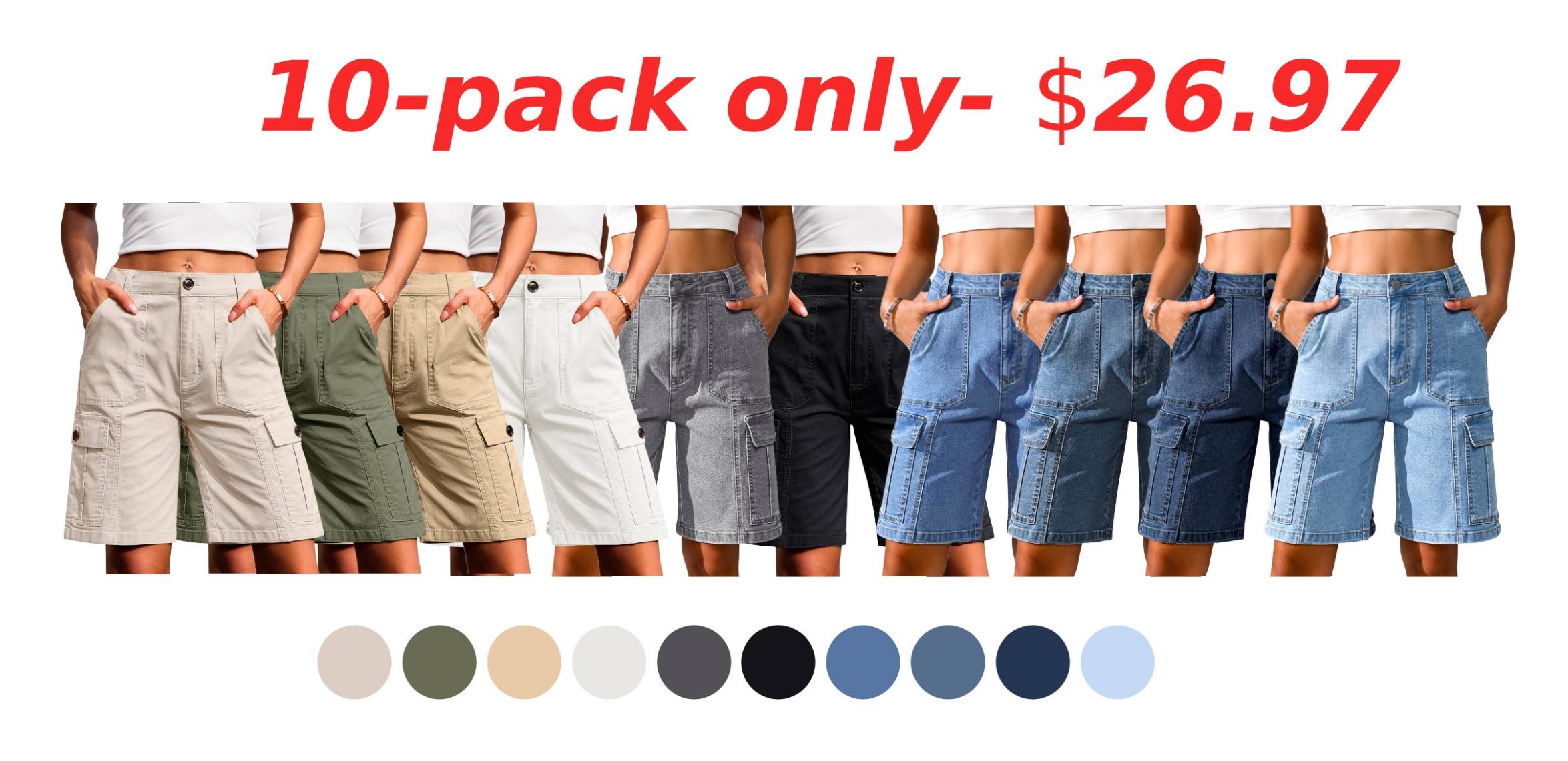Eddoyee Women's Bermuda Cargo Shorts